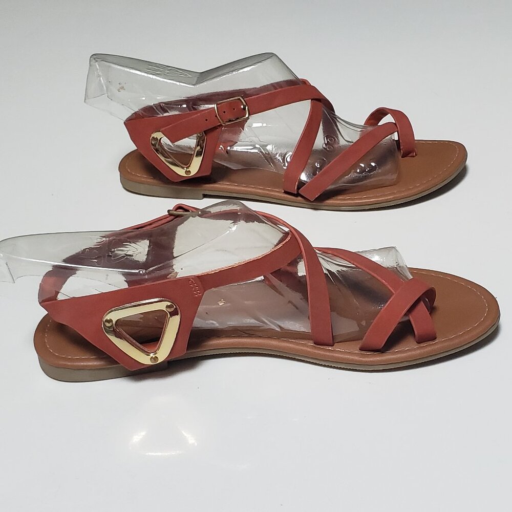 City Classied Burnt Orange Sandals with Gold Embellishment - Picture 8 of 12